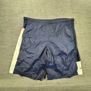 2000s Nike Athletic Shorts Mens XL Navy Blue Good Vintage Colorblock Swoosh Logo